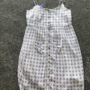 Purple and white midi dress